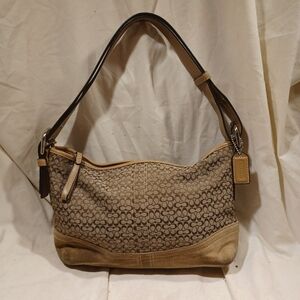 Coach Tan and Brown Shoulder Bag